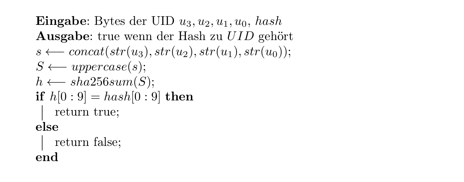 Algorithmus: Verifikation des Hashes